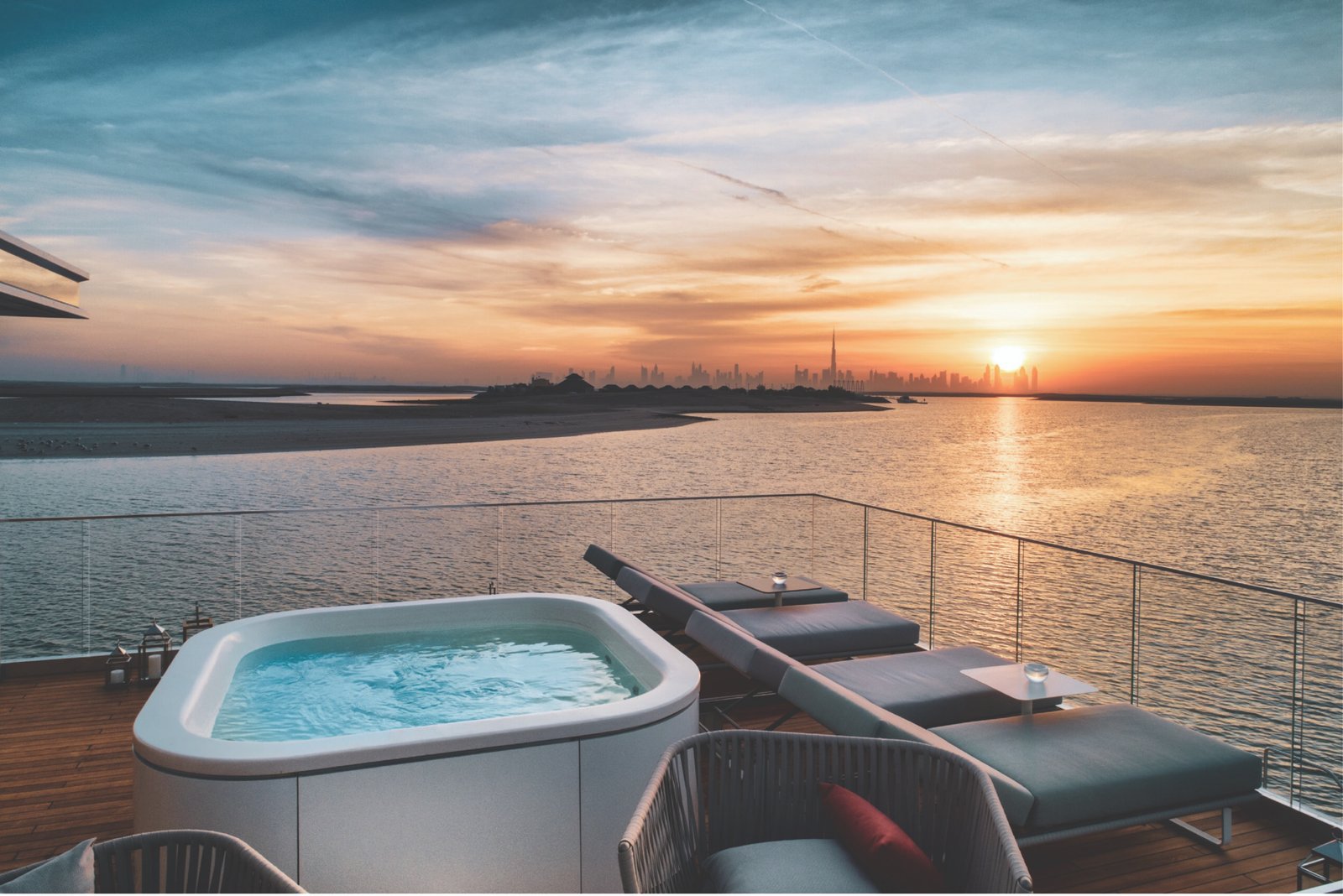 City view from The Floating Seahorse during sunset photo