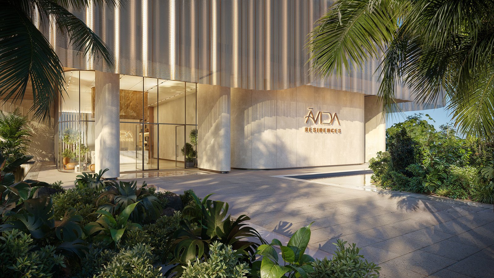 Render_Avida_Exterior_Entrance and Lobby